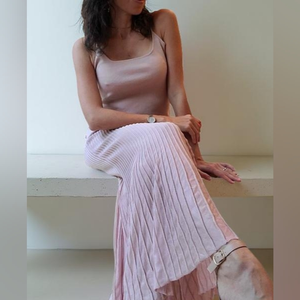 NWT Zara Pink Pleated Maxi Dress